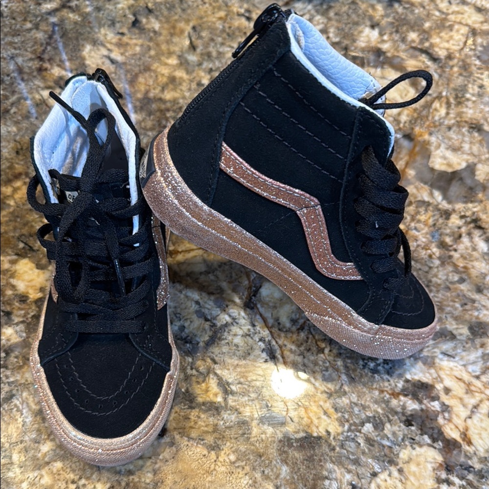 Vans Black and Brown High-Top Sneakers